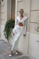 Vestido midi com lantejoulas e flores Cathy