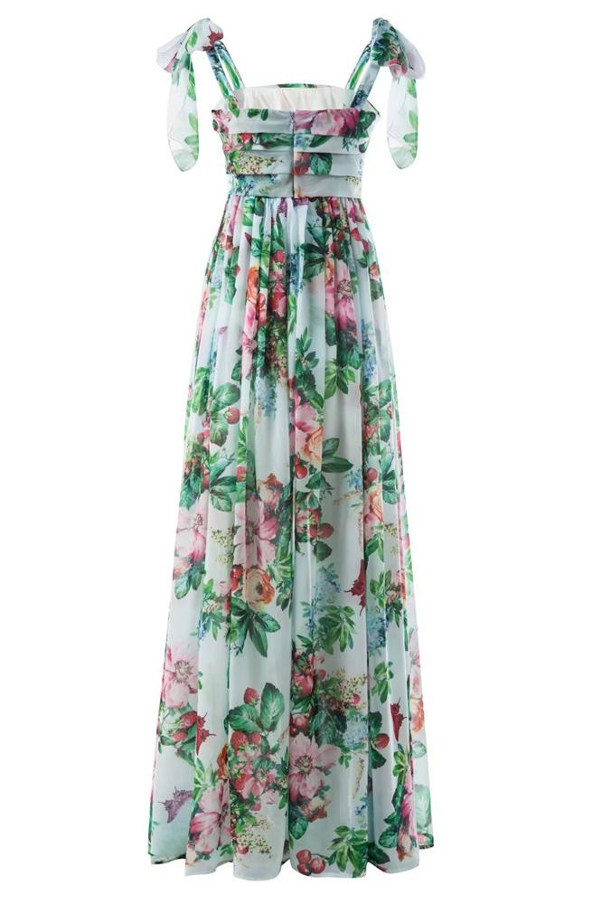 Vestido longo estampado com alças Dinah