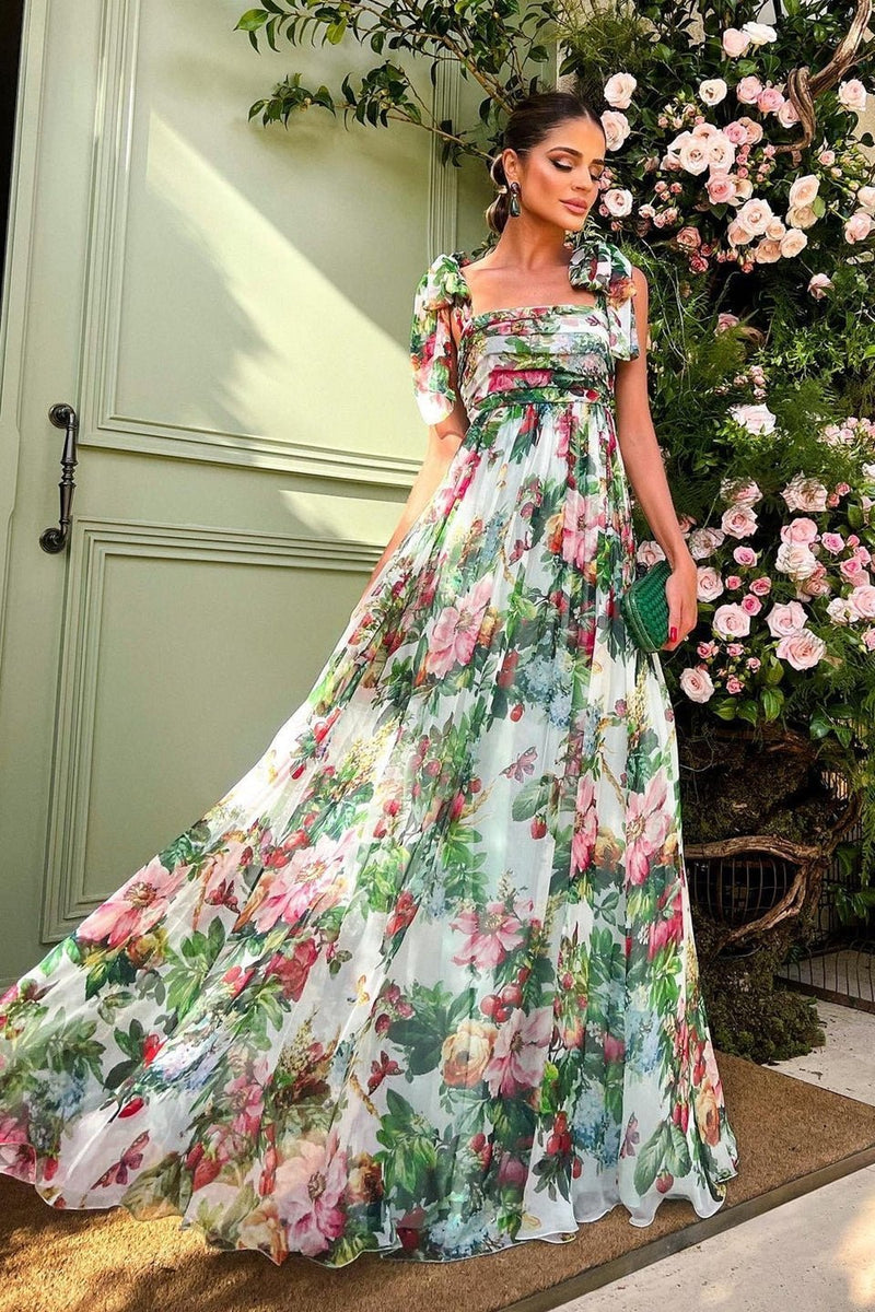 Vestido longo estampado com alças Dinah
