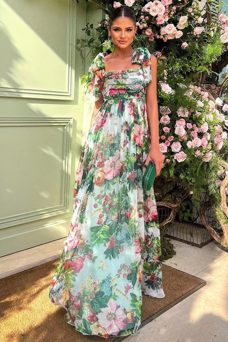 Vestido longo estampado com alças Dinah