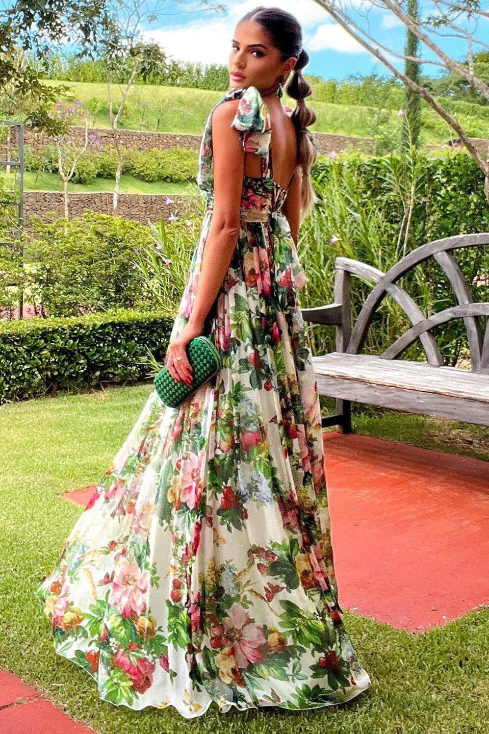 Vestido longo estampado com alças Dinah