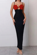 Vestido longo com faixa floral Emily