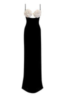 Vestido longo com faixa floral Emily