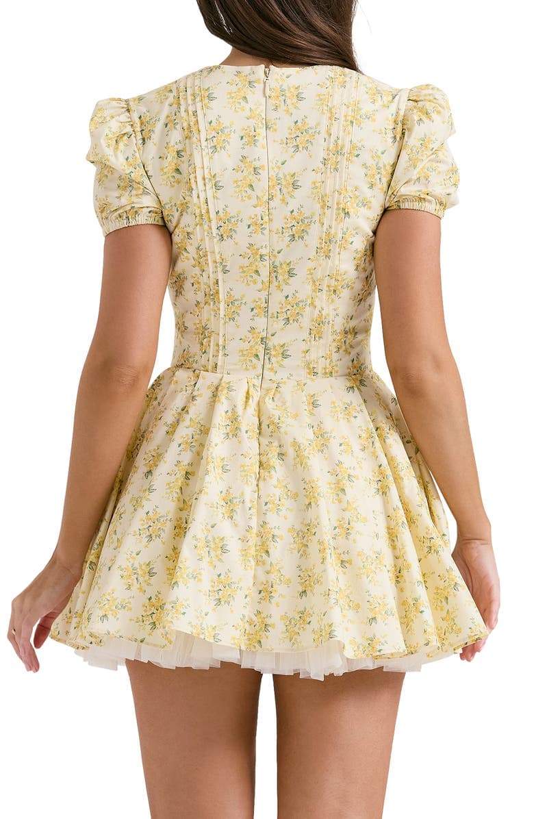 Vestido curto Emily Floral com decote em V e corpete