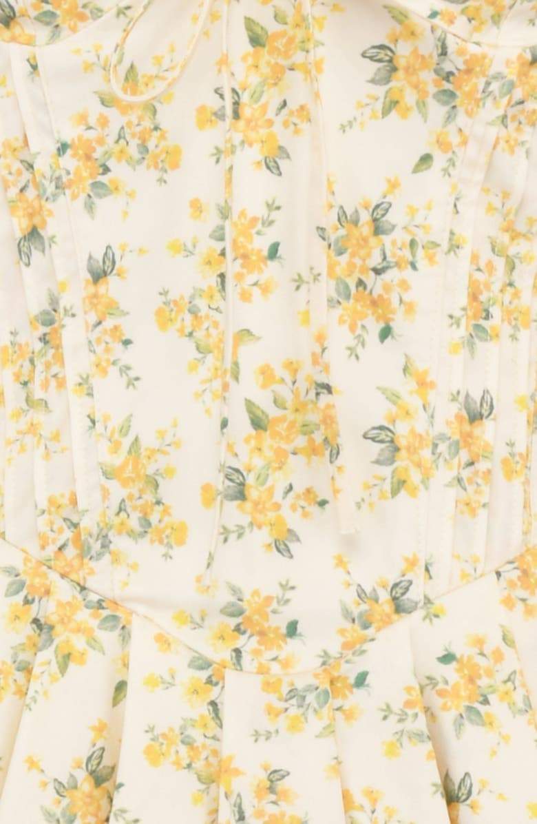 Vestido curto Emily Floral com decote em V e corpete