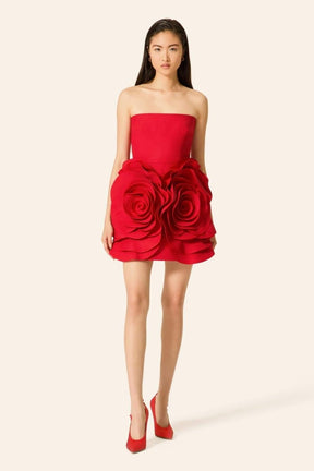 Eudora Vestido Curto Sem Alças Flor
