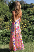 Vestido longo sem costas com lantejoulas bordadas Fanny