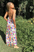 Vestido longo sem costas com lantejoulas bordadas Fanny