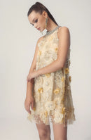 Vestido curto com lantejoulas bordadas florais e halter Ella