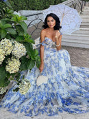 Organza Floral Print Tie Strap Maxi Dress