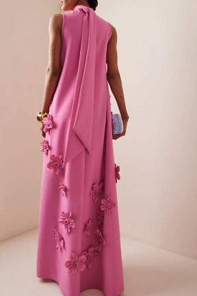 Vestido longo sem mangas com flores Ethel