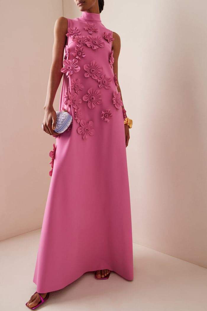 Vestido longo sem mangas com flores Ethel