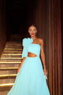 Vestido midi com recorte floral Lea