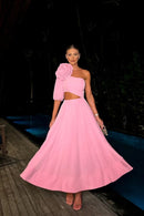 Vestido midi com recorte floral Lea