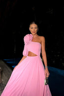 Vestido midi com recorte floral Lea