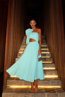 Vestido midi com recorte floral Lea