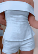 Algodão branco e traje de duas peças