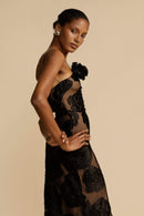 Vestido longo com estampa floral Lindsay e um ombro só