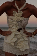 Martha Halter Vestido curto floral de malha