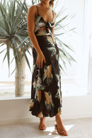 Vestido longo com nó estampado Melinda