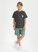 Conjunto Verão Menino Cinza Camiseta e Bermuda Com Cadarço Estilo Urbano