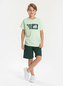 Conjunto Verão Menino Verde Camiseta e Bermuda com Lapela Surf Rider