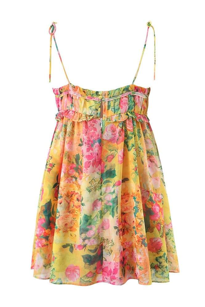 Vestido curto de chiffon com estampa floral Mona