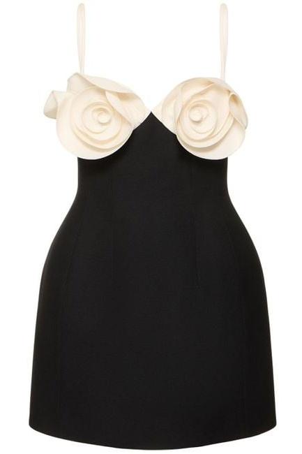 Vestido curto de crepe com flores Myrna