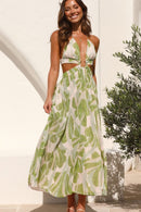 Vestido midi com recorte estampado floral Olivia