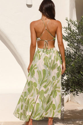 Vestido midi com recorte estampado floral Olivia