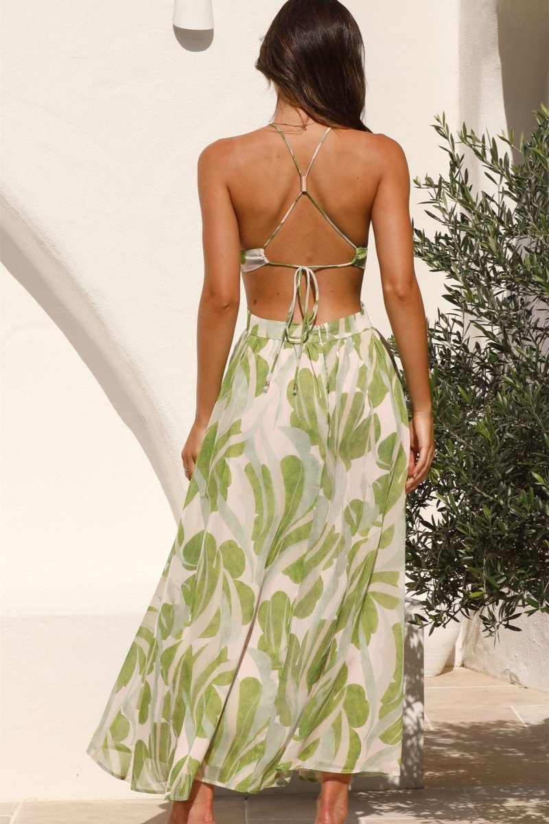 Vestido midi com recorte estampado floral Olivia