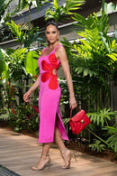 Vestido midi com recorte e estampa floral Ophelia