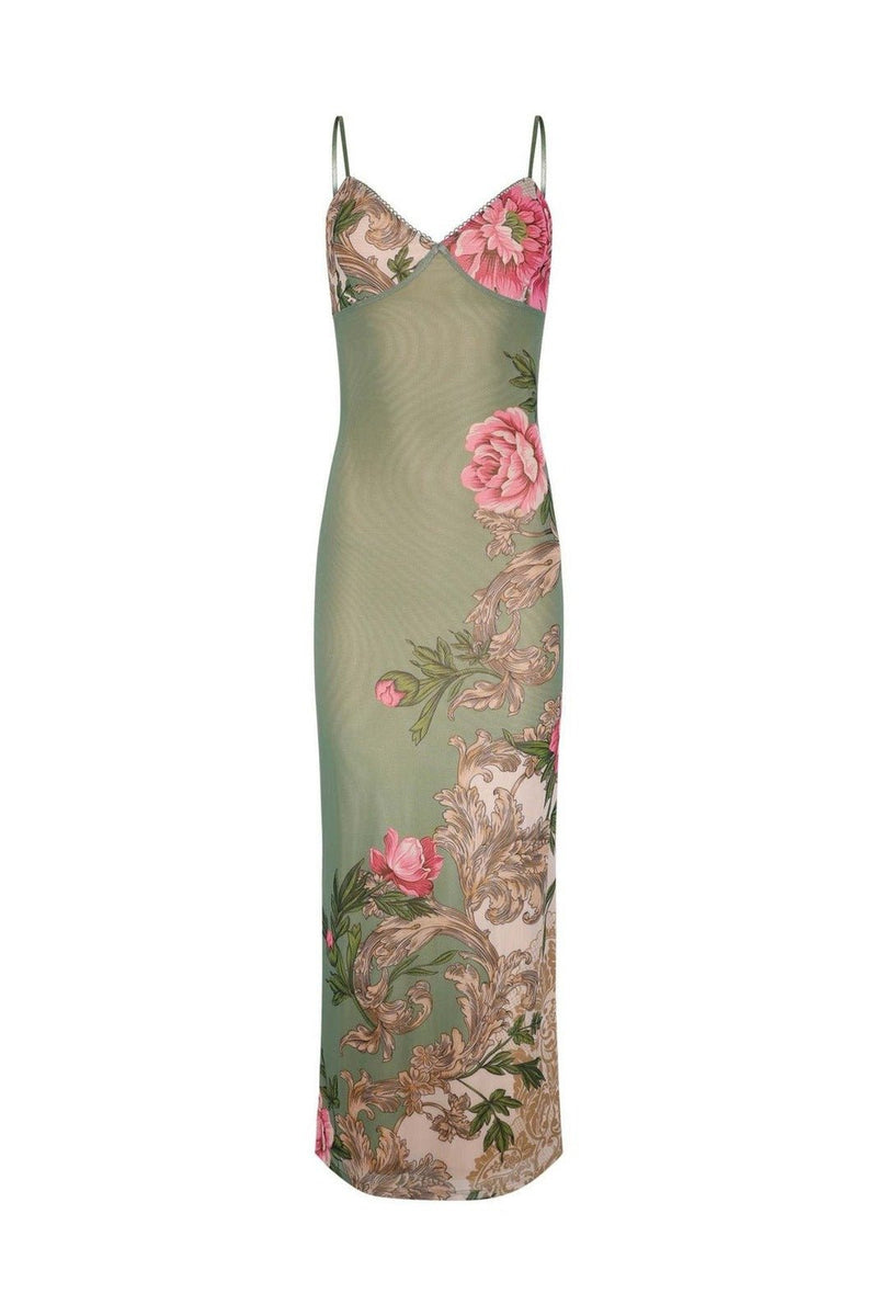 Vestido longo justo e estampado Patti
