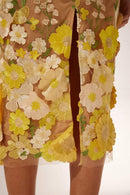 Vestido midi floral com decote em V Sally