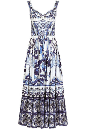 Vestido longo com alça franzida estampada Sibyl