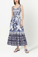 Vestido longo com alça franzida estampada Sibyl