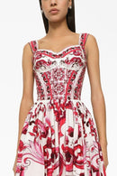 Vestido longo com alça franzida estampada Sibyl