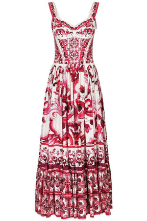 Vestido longo com alça franzida estampada Sibyl