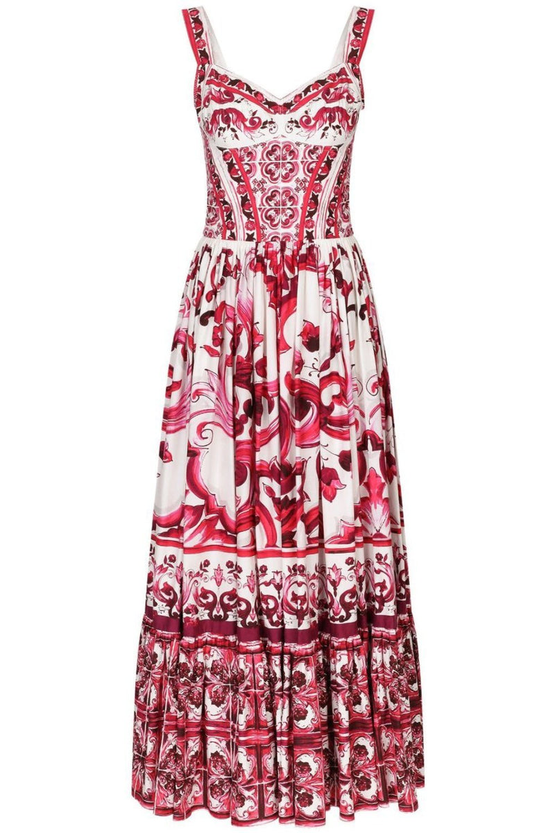 Vestido longo com alça franzida estampada Sibyl