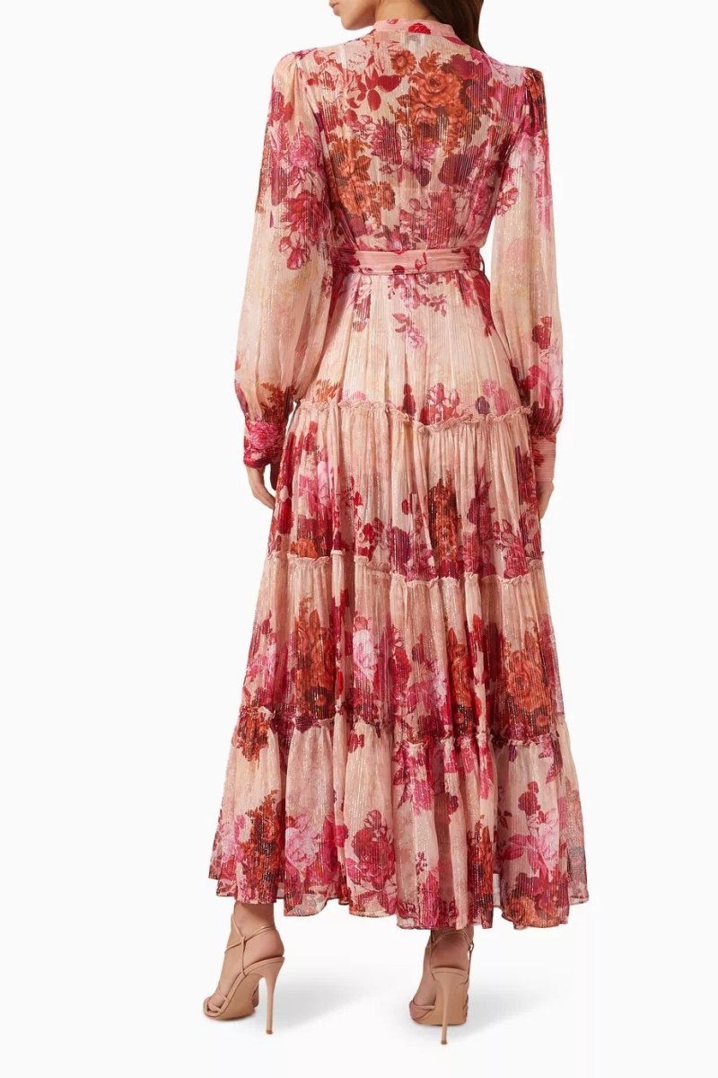 Vestido Maxi Floral Sylvia com Mangas Compridas