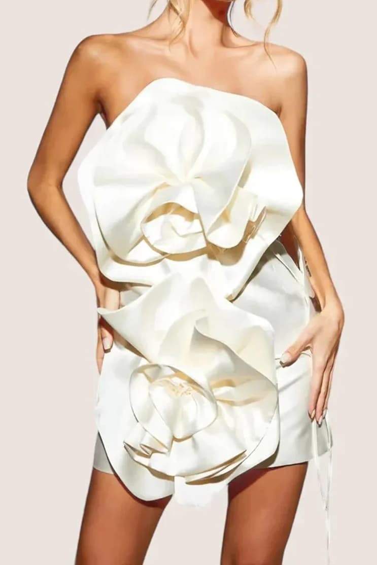 Vestido curto sem alças Venus Flowers